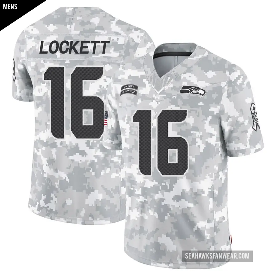 Men's Seattle Seahawks ＃16 Tyler Lockett Arctic Camo Limited 2024 Salute to Service Jersey