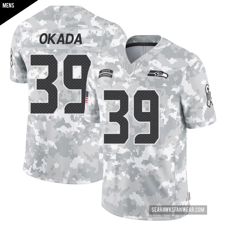 Men's Seattle Seahawks ＃39 Ty Okada Arctic Camo Limited 2024 Salute to Service Jersey