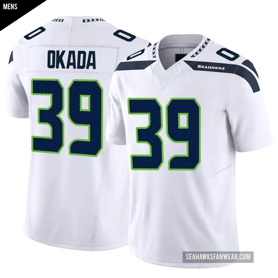 Men's Seattle Seahawks ＃39 Ty Okada White Limited Vapor F.U.S.E. Jersey