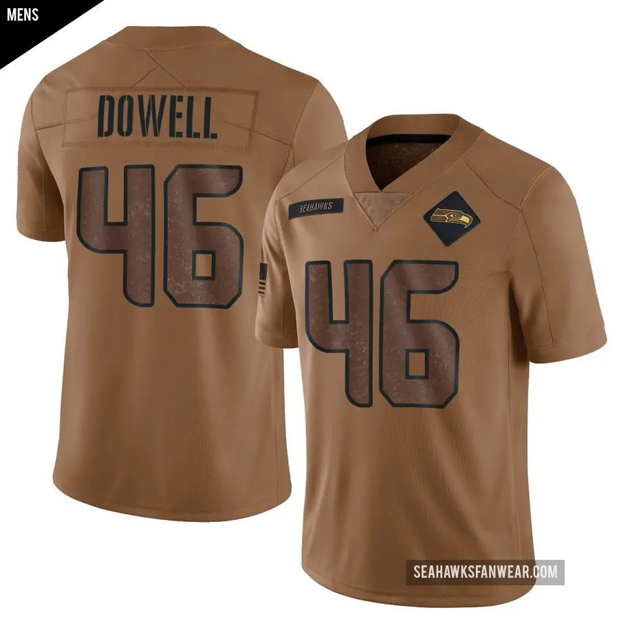 Men's Seattle Seahawks ＃46 Michael Dowell Brown Limited 2023 Salute To Service Jersey