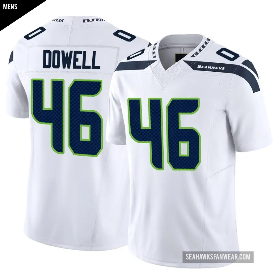 Men's Seattle Seahawks ＃46 Michael Dowell White Limited Vapor F.U.S.E. Jersey