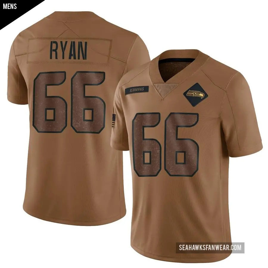 Men's Seattle Seahawks ＃66 Liam Ryan Brown Limited 2023 Salute To Service Jersey