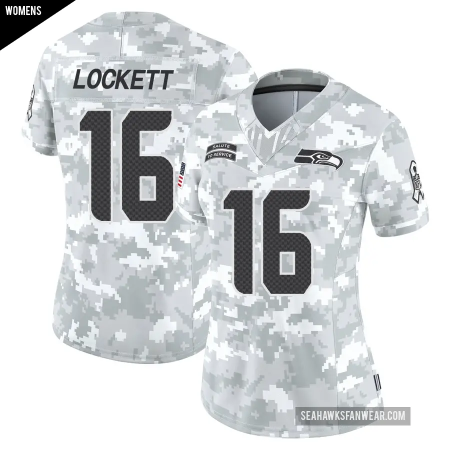 Women's Seattle Seahawks ＃16 Tyler Lockett Arctic Camo Limited 2024 Salute to Service Jersey