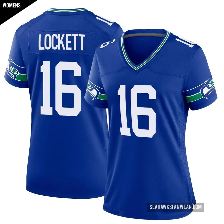 Women's Seattle Seahawks ＃16 Tyler Lockett Royal Game Throwback Jersey