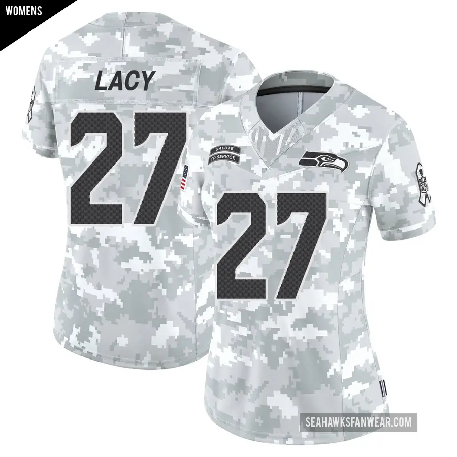 Women's Seattle Seahawks ＃27 Eddie Lacy Arctic Camo Limited 2024 Salute to Service Jersey