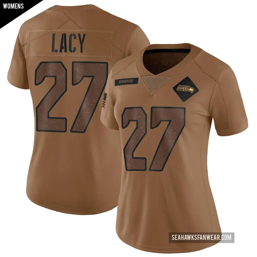 Women's Seattle Seahawks ＃27 Eddie Lacy Brown Limited 2023 Salute To Service Jersey