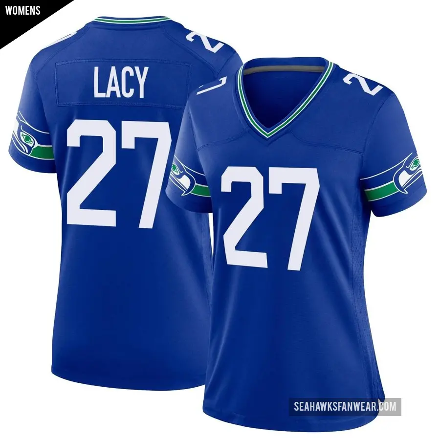 Women's Seattle Seahawks ＃27 Eddie Lacy Royal Game Throwback Jersey