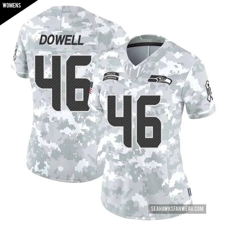 Women's Seattle Seahawks ＃46 Michael Dowell Arctic Camo Limited 2024 Salute to Service Jersey