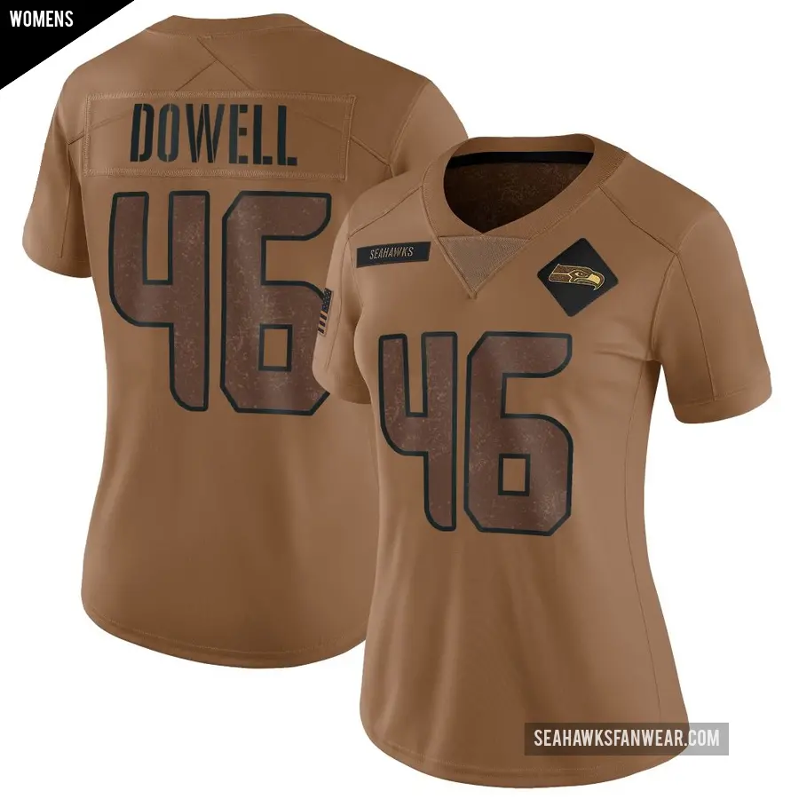 Women's Seattle Seahawks ＃46 Michael Dowell Brown Limited 2023 Salute To Service Jersey