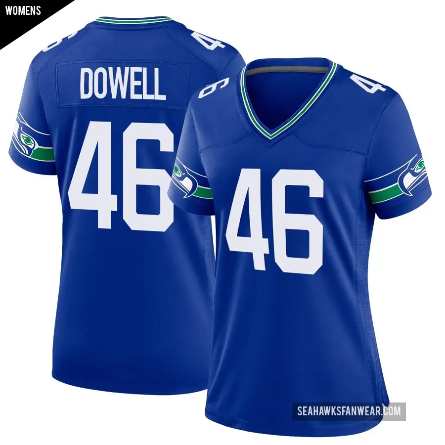 Women's Seattle Seahawks ＃46 Michael Dowell Royal Game Throwback Jersey