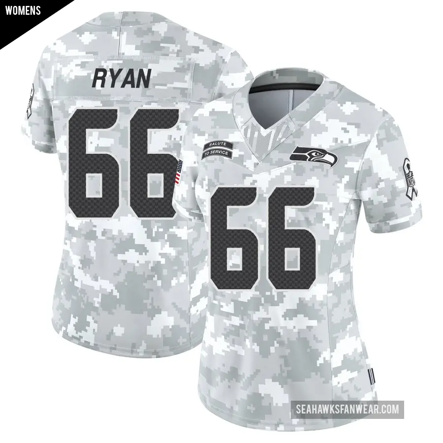 Women's Seattle Seahawks ＃66 Liam Ryan Arctic Camo Limited 2024 Salute to Service Jersey