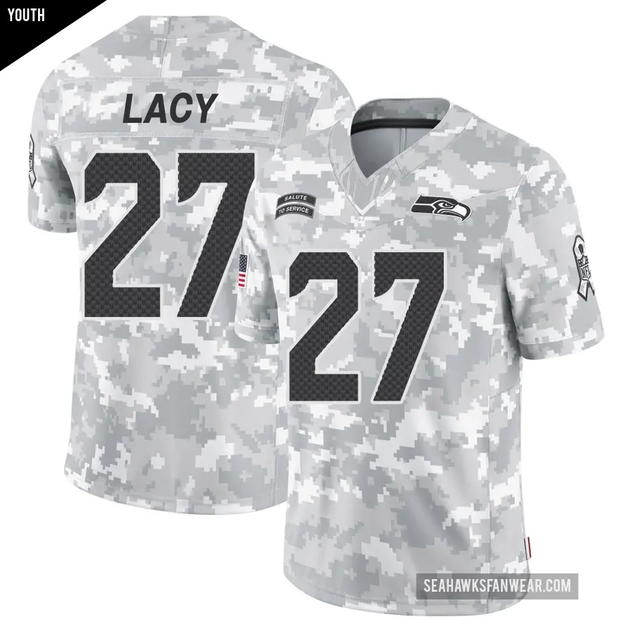 Youth Seattle Seahawks ＃27 Eddie Lacy Arctic Camo Limited 2024 Salute to Service Jersey