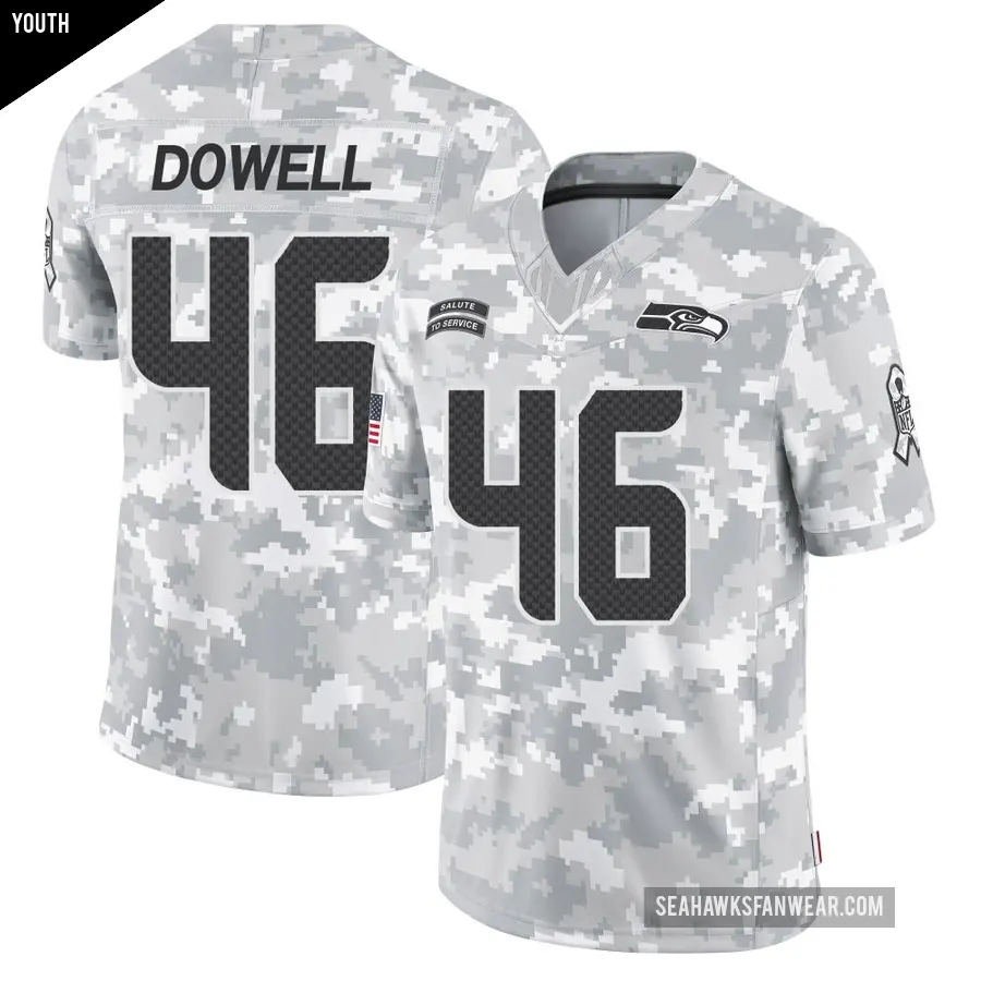 Youth Seattle Seahawks ＃46 Michael Dowell Arctic Camo Limited 2024 Salute to Service Jersey