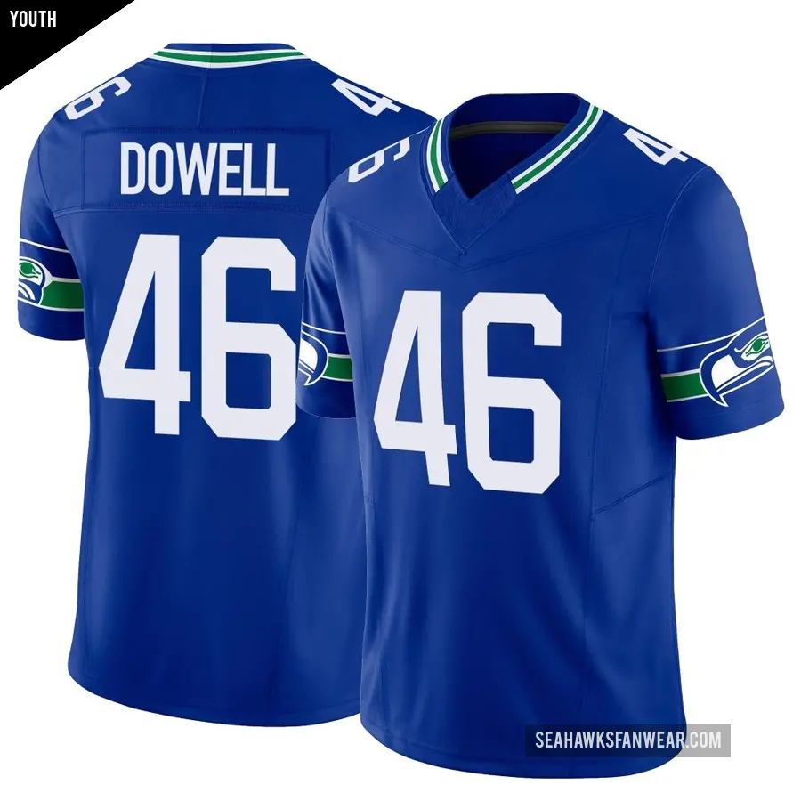 Youth Seattle Seahawks ＃46 Michael Dowell Royal Limited Throwback Vapor F.U.S.E. Jersey