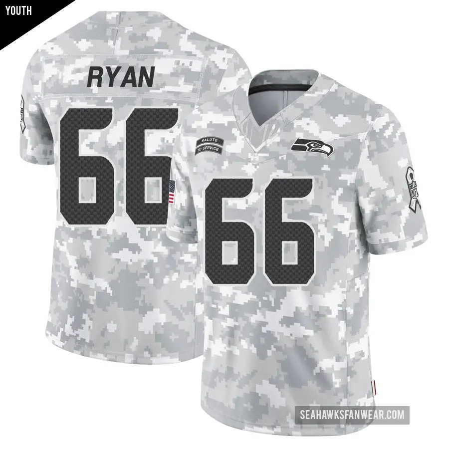 Youth Seattle Seahawks ＃66 Liam Ryan Arctic Camo Limited 2024 Salute to Service Jersey